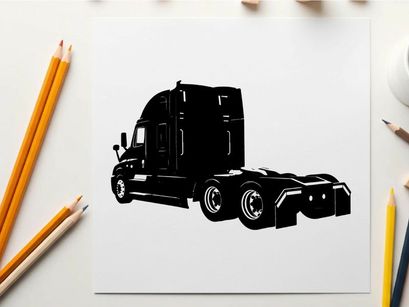Silhouette of a semi truck with sleeper cabin