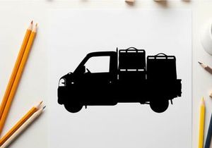 Silhouette of a delivery van with cargo