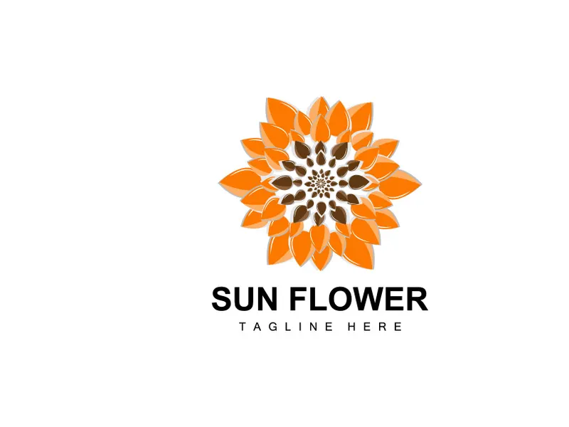 Sunflower Logo Design, Ornamental Plant Garden Plant Icon Vector, Company Product Brand