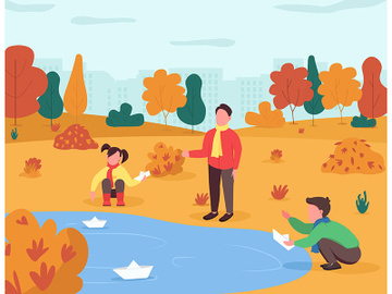 Autumn entertainment for kids semi flat vector illustration preview picture