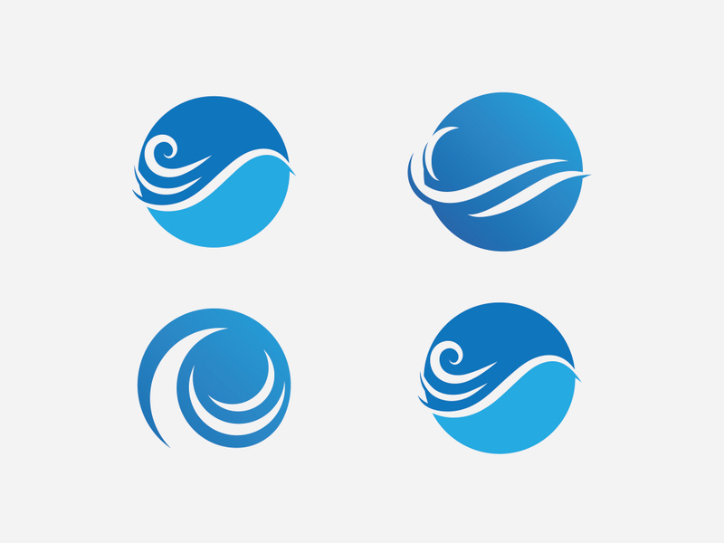 Blue Wave Logo Vector.  wAter wave illustration template design