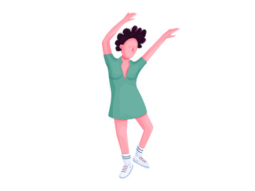 Girl free dancing flat color vector faceless character preview picture