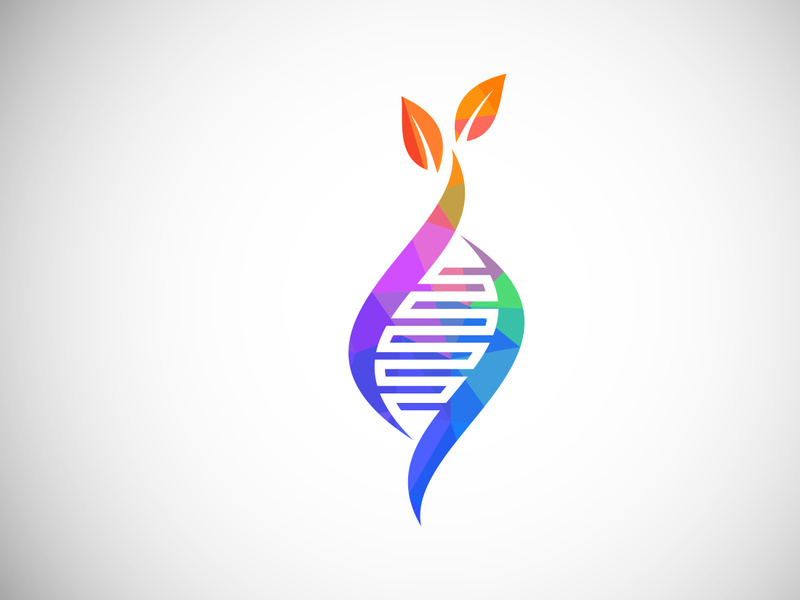 Polygonal DNA vector logo. Genetics logo design concept. Logo for medicine, science, laboratory, business, and company identity