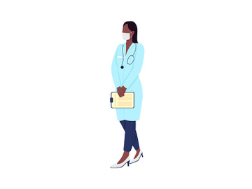 African american female doctor flat color vector faceless character preview picture