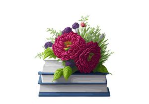 Vector Illustration Books decorated by flowers