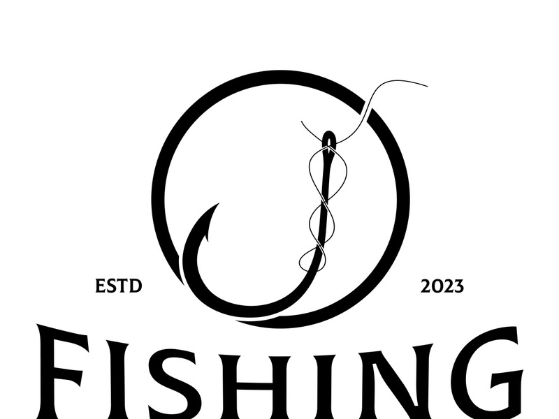 fishing hook logo design, fishing bait, fishing shop, tournament, angler, fishing community