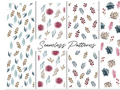 Navy & Burgundy Watercolor Set