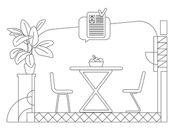 Place for job interviews outline vector illustration preview picture