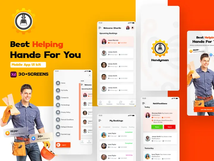 Handyman App - Adobe XD Mobile UI Kit