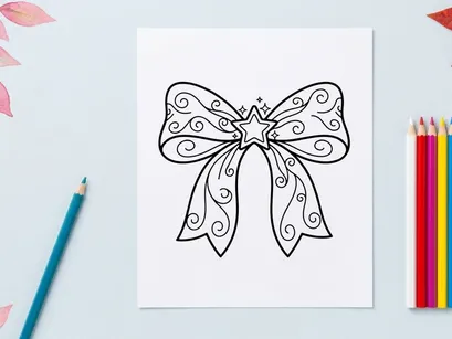 Ilustração vetorial de laço de presente de Natal com estrela decorativa e padrões em espiral