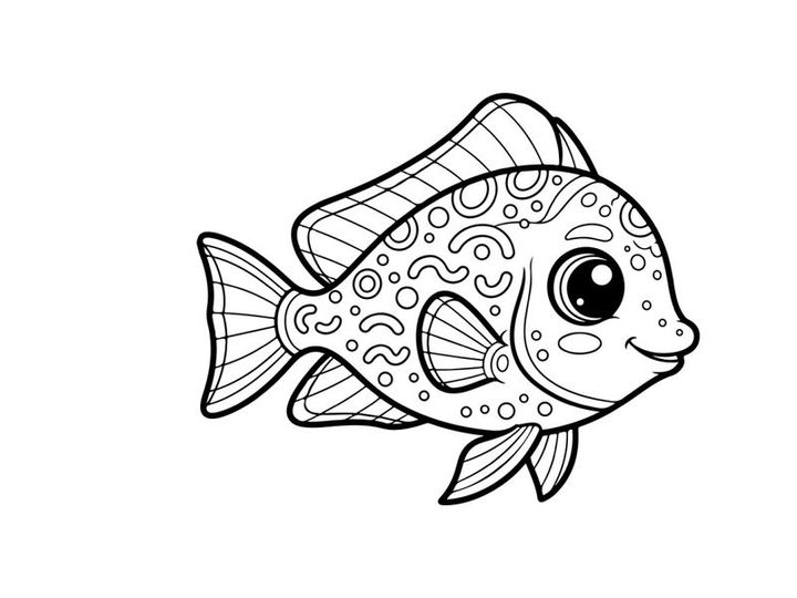 Cute cartoon fish swimming vector illustration flat design
