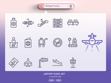 Airport and travel icon set preview picture