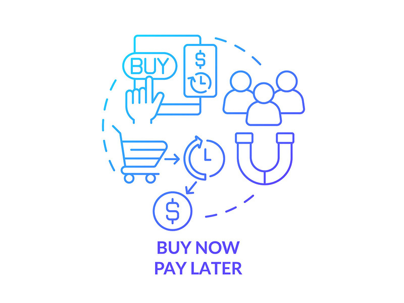 Buy now pay later blue gradient concept icon