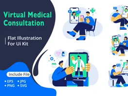 Virtual Medical Consultation Flat Illustration preview picture