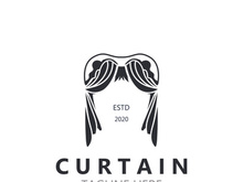 Curtain logo decoration style minimalist elegant vector design illustration