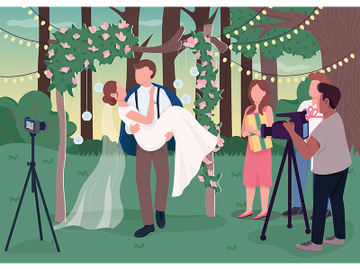 Wedding ceremony recording flat color vector illustration preview picture