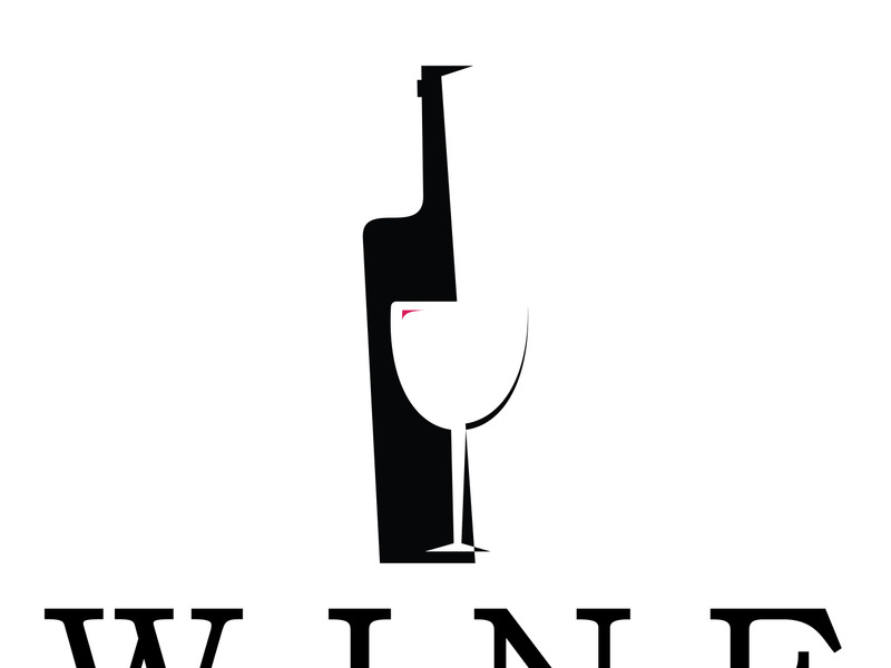 Wine logo with wine glasses and bottles.for night clubs,bars,cafe and wine shops.