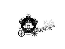 Silhouette of a decorative carriage with floral design and silhouette