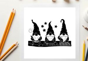 Three gnomes in silhouette with stars and mystical ambiance silhouette