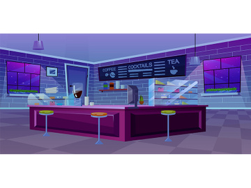 Cafe modern interior flat vector illustration preview picture