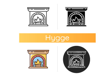 Wood burning fireplace icon preview picture