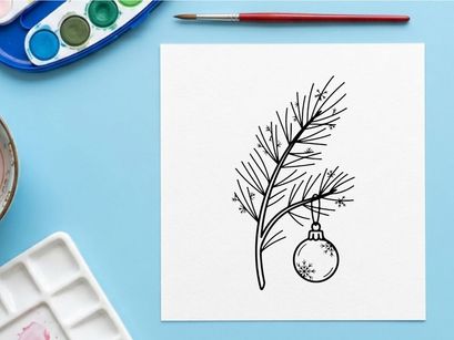 Cabang pohon Natal buatan tangan dengan hiasan lonceng perak gantung untuk dekorasi liburan meriah