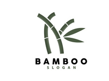 Bamboo Logo, Green Plants Vector, Simple Minimalist Design