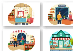 8 Gifts Store Design Illustration