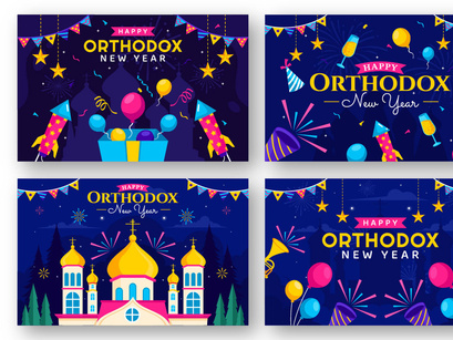 10 Orthodox New Year Celebration Illustration