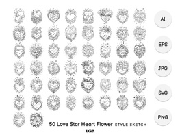Love Star Heart Flower Element Black preview picture