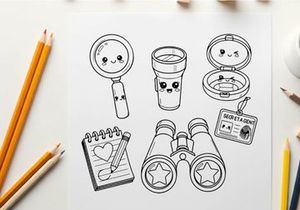 Spy detective tools and secret agent items flat design vector illustration