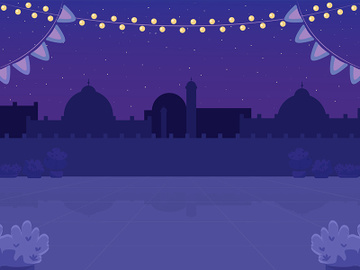 Nighttime Indian plaza flat color vector illustration preview picture