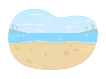 Ocean beach 2D vector web banner, poster preview picture