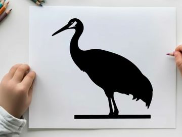 Silhouette of a standing heron bird in profile view preview picture