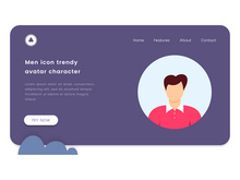 Men icon trendy avatar character flat design