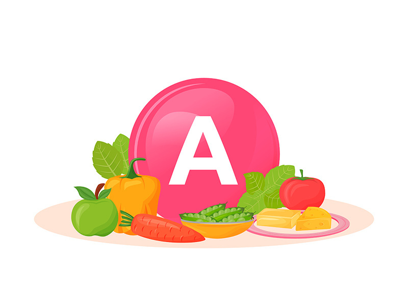 Products rich of vitamin A cartoon vector illustration