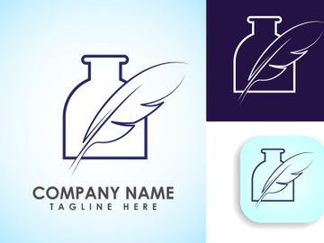 Feather logo design vector template. Feather logo for a writer or publishers. preview picture