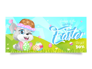 Happy Easter special offer sales banner flat vector template preview picture