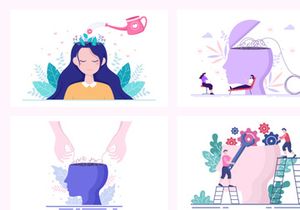 18 Mental Health Psychology Flat Illustration