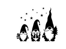 Three gnomes silhouette under starry night sky