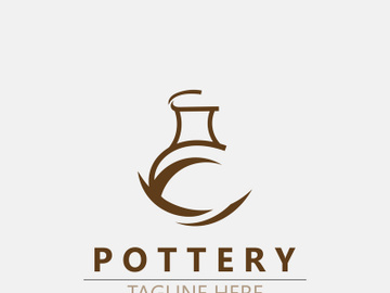 Pottery logo design handmade, creative traditional mug craft sign concept inspiration nature workshop preview picture