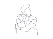 Line art portrait woman, Flower face one line vector illustration