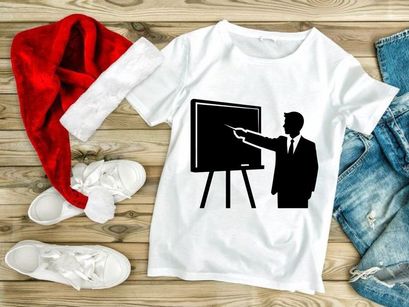 Businessman presenting on easel board