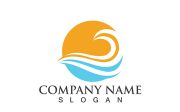 Wave Blue Water beach Logo vector Icon