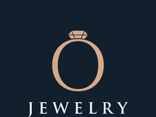 Abstract logo of jewelry ring with luxury diamond or gems.Isolated black and white background.Logo can be for jewelry brand and sign.