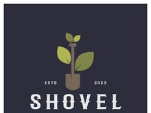 Shovel logo for agriculture, excavation,building, mining foundation. gardening vector set design with leaves