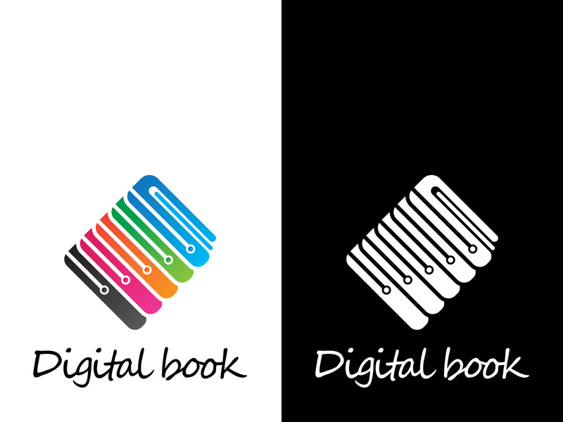 Digital book logo technology vector icon design