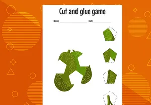 10 Pages Cut and glue game for kids with fruits. Cutting practice for preschoolers. Education page
