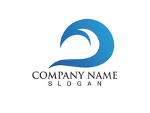 Blue water wave logo design template