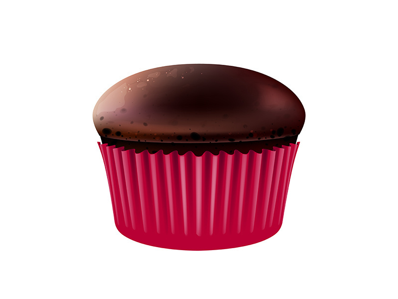Chocolate muffin realistic vector illustration
